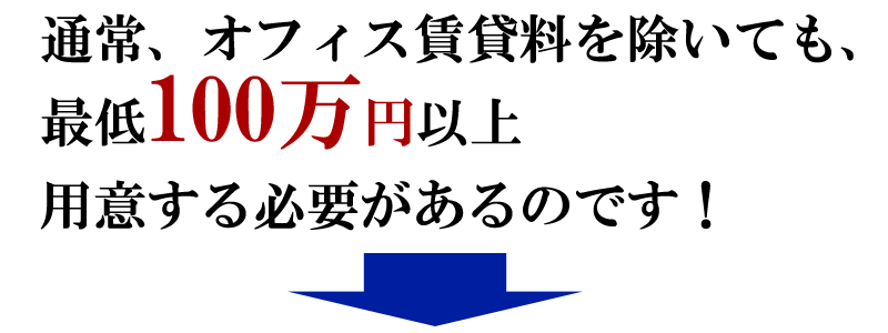通常、オフィス賃貸料を除いても、最低200万円以上用意する必要があるのです！